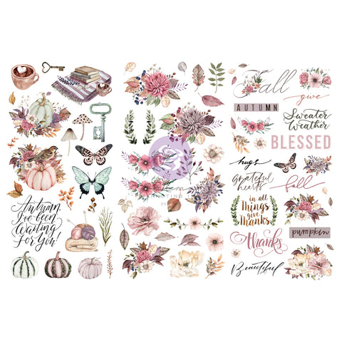 NEW! HELLO PINK AUTUMN COLLECTION Prima Transfer (3 sheets, each 15.24cm x 30.48cm) - Rustic Farmhouse Charm
