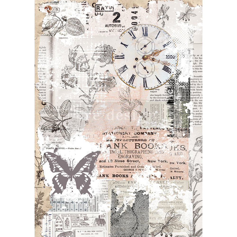 HERB'S MEMORY Redesign Rice Paper 29.2cm x 41.3cm - Rustic Farmhouse Charm