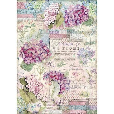 HORTENSIA Rice Paper by Stamperia (A3) - Rustic Farmhouse Charm
