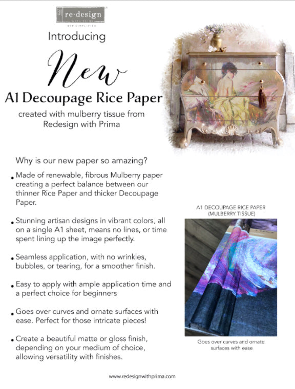 DANCER Redesign A1 Decoupage Rice Paper (59.44cm x 84.07cm) - Rustic Farmhouse Charm