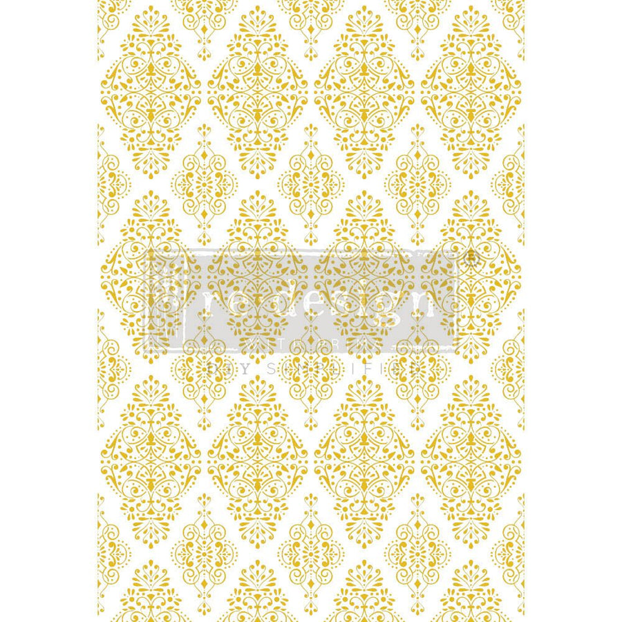 NEW! KACHA GOLDEN DAMASK Redesign Transfer (60.96cm x 88.9cm) - Rustic Farmhouse Charm