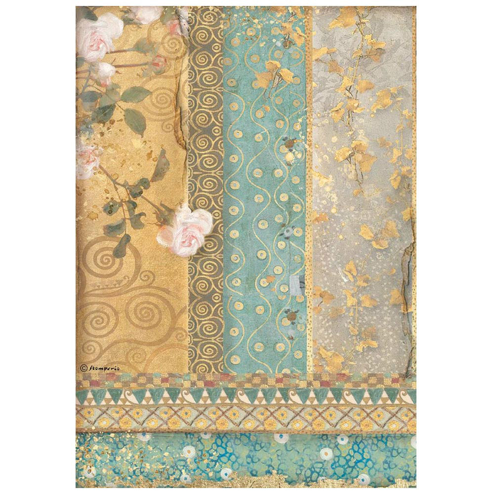 KLIMT GOLD ORNAMENTS Rice Paper by Stamperia (A4) - Rustic Farmhouse Charm
