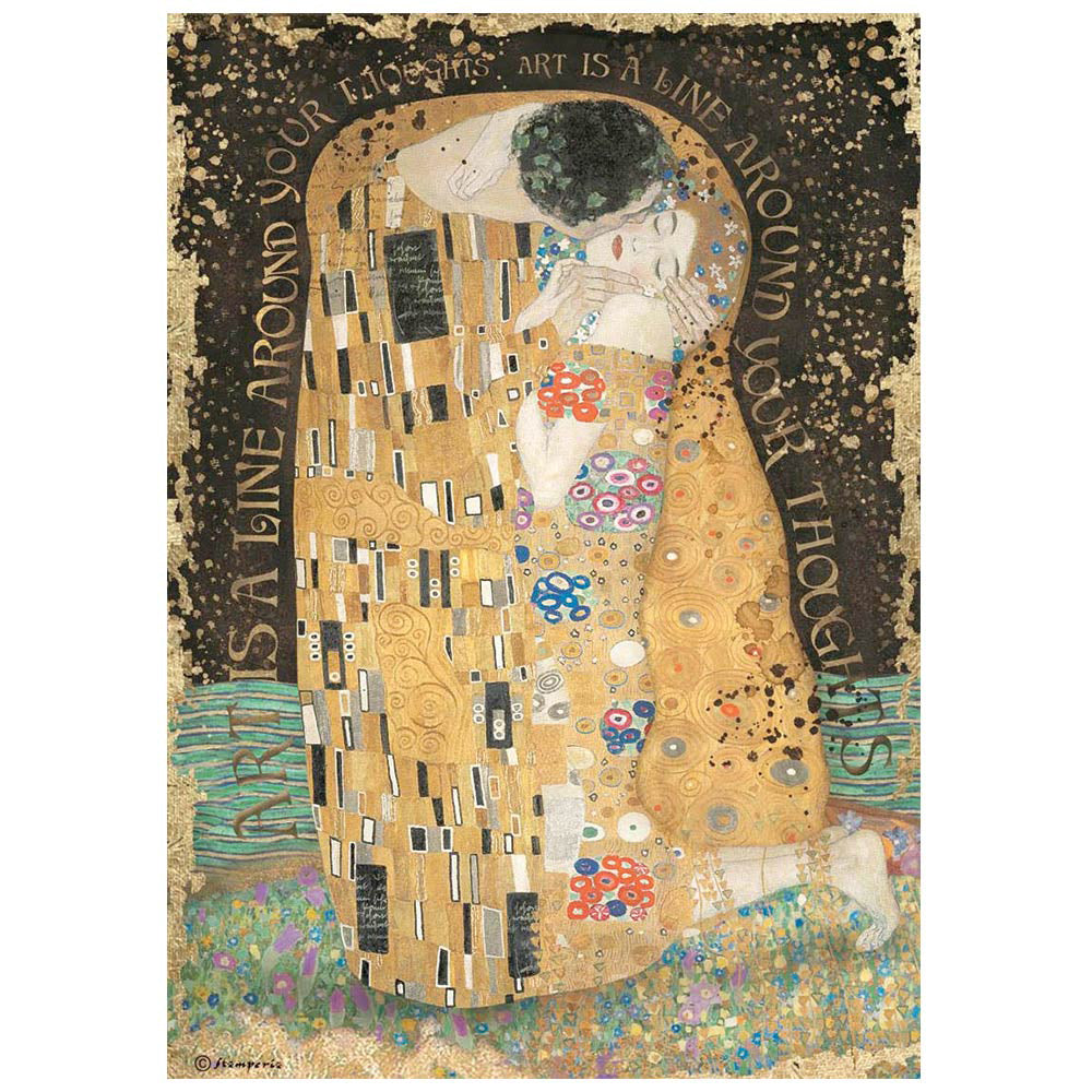 KLIMT THE KISS Rice Paper by Stamperia (A4) - Rustic Farmhouse Charm