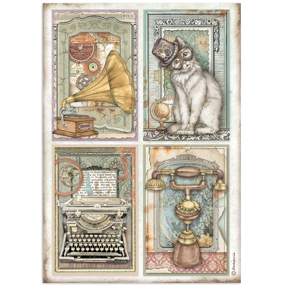 LADY VAGABOND LIFESTYLE FOUR CARDS Rice Paper by Stamperia (A4) - Rustic Farmhouse Charm