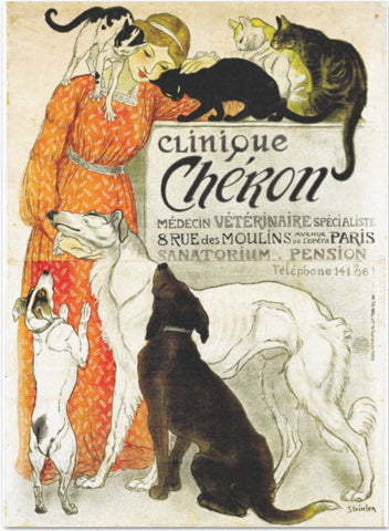 Decoupage Tissue Paper - Lady with Dogs & Cats Vintage Vet Ad (43.18cm x 58.42cm) - Rustic Farmhouse Charm