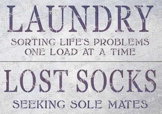 Stencil - Laundry Signs (A4) - Rustic Farmhouse Charm