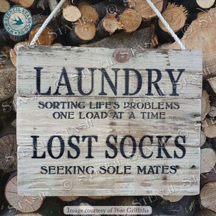 Stencil - Laundry Signs (A4) - Rustic Farmhouse Charm