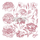 LINEAR FLORAL Redesign Décor Stamp 12"x12" - Rustic Farmhouse Charm