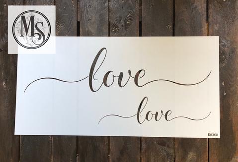 LOVE SCRIPT Stencil by Muddaritaville (Sheet size: 55.9cm x 33cm) - Rustic Farmhouse Charm