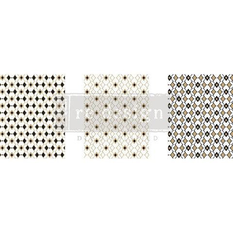 NEW! MOROCCAN DIAMONDS Redesign Transfer (3 sheets, each 21.59cm x 27.94cm) - Rustic Farmhouse Charm