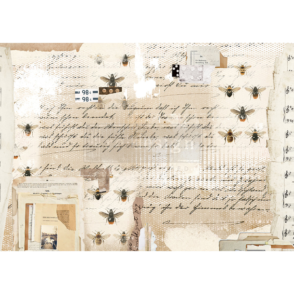 MYSTERIOUS NOTES Redesign Rice Paper 29.2cm x 41.3cm - Rustic Farmhouse Charm
