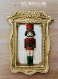 NUTCRACKER IN FRAME Resin Applique - Rustic Farmhouse Charm