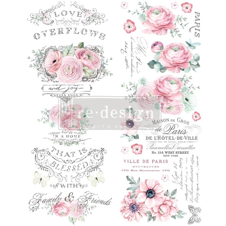OVERFLOWING LOVE Redesign Transfer (76.2cm x 55.9cm) - Rustic Farmhouse Charm