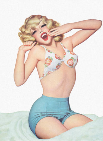 Decoupage Tissue Paper - Retro Lady in Bikini Stretching (43.18cm x 58.42cm) - Rustic Farmhouse Charm