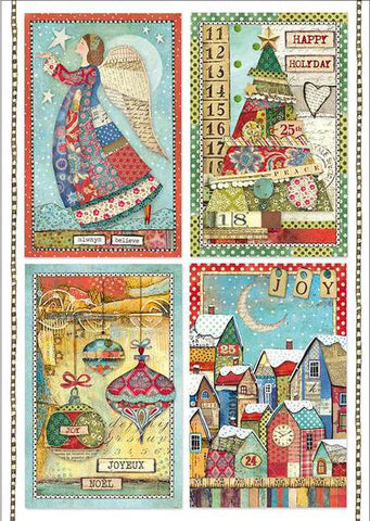 PATCHWORK POSTCARDS Rice Paper by Stamperia (A4) - Rustic Farmhouse Charm