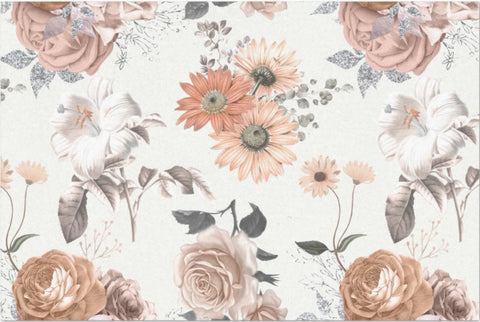 Decoupage Tissue Paper - Peach Florals (50.8cm x 76.2cm) - Rustic Farmhouse Charm