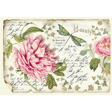 PEONY Rice Paper by Stamperia (48cm x 33cm) - Rustic Farmhouse Charm