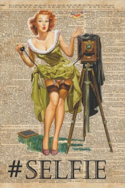 Decoupage Tissue Paper - Sexy Vintage Lady Selfie Camera (50.8cm x 76.2cm) - Rustic Farmhouse Charm