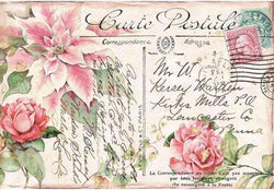POINSETTIA PINK Rice Paper by Stamperia (48cm x 33cm) - Rustic Farmhouse Charm