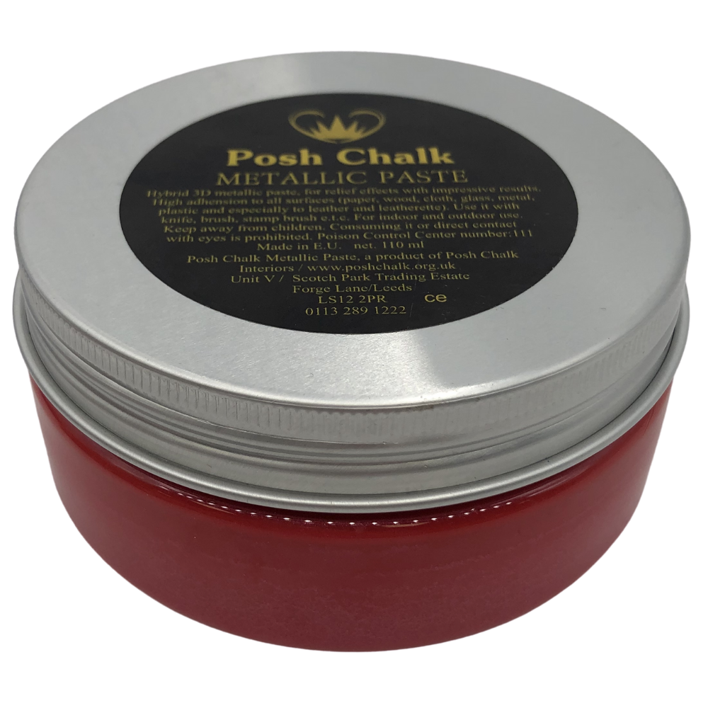 RED MEDIUM CADMIUM Smooth Metallic Paste by Posh Chalk (110ml) - Rustic Farmhouse Charm