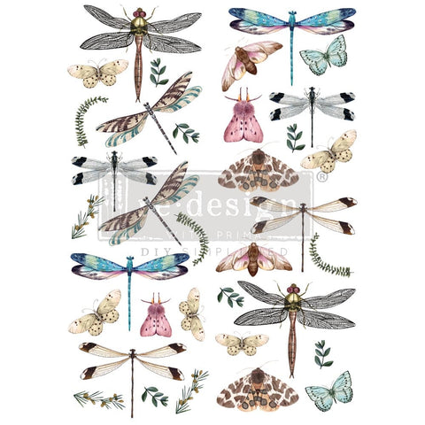 NEW! RIVERBED DRAGONFLIES Redesign Transfer (88.9cm x 60.96cm) - Rustic Farmhouse Charm