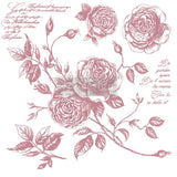 ROMANCE ROSES Redesign Décor Stamp 12"x12" - Rustic Farmhouse Charm