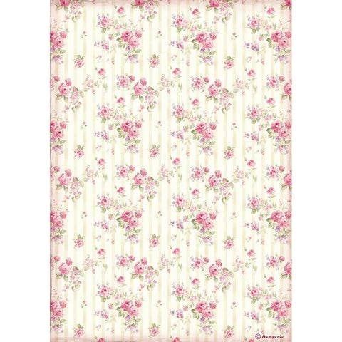 ROSE WALLPAPER Rice Paper by Stamperia (A4) - Rustic Farmhouse Charm