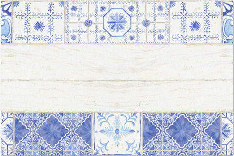 Decoupage Tissue Paper - Beachy Blue Tiles and Wood (50.8cm x 76.2cm) - Rustic Farmhouse Charm