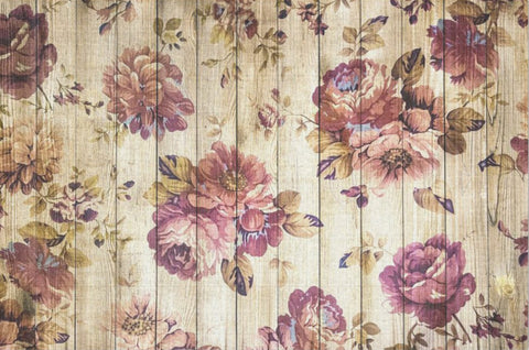 Decoupage Tissue Paper - Rustic Roses on Wood Board (50.8cm x 76.2cm) - Rustic Farmhouse Charm
