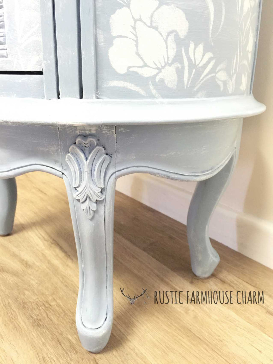 Floral Carved Indian Side Table with Drawers - Rustic Farmhouse Charm