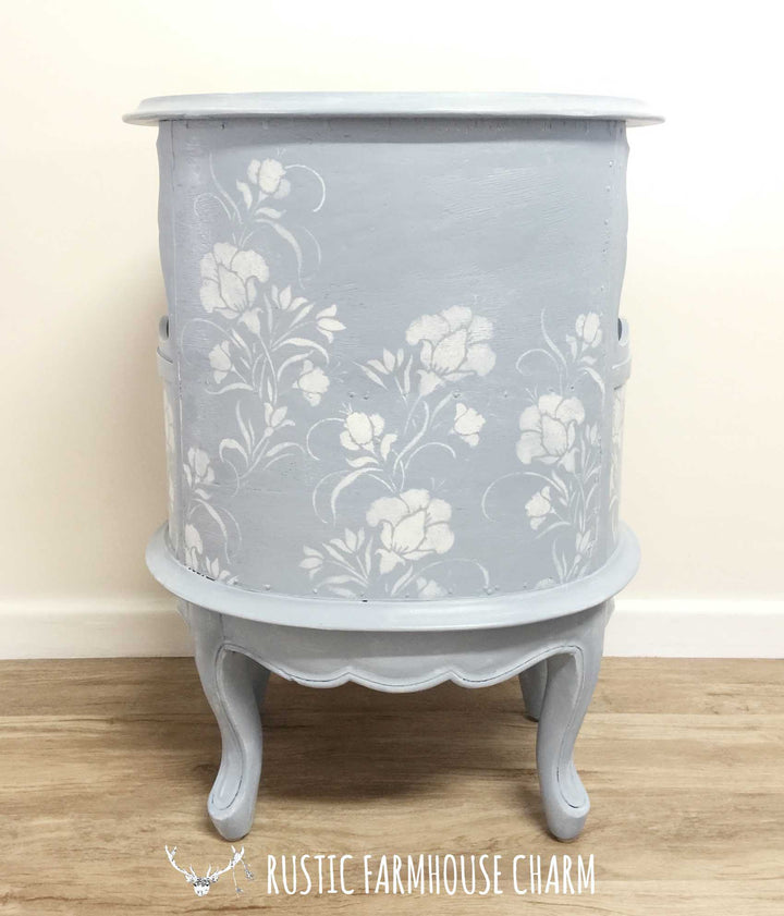 Floral Carved Indian Side Table with Drawers - Rustic Farmhouse Charm