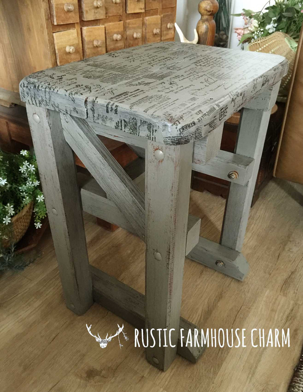 Chunky Handcrafted Jarrah Side Table / Stool - Rustic Farmhouse Charm