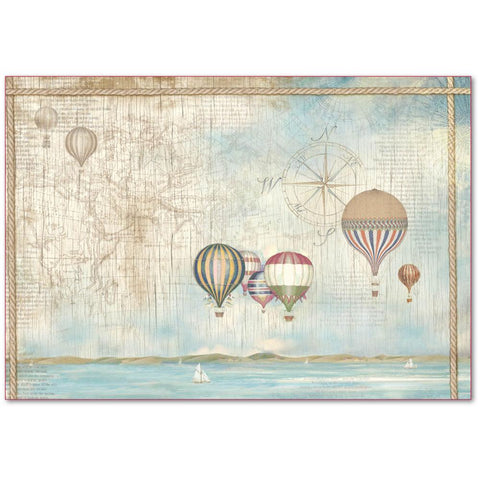 SEA LAND BALLOONS Rice Paper by Stamperia (48cm x 33cm) - Rustic Farmhouse Charm