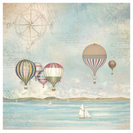 SEA LAND BALLOONS Rice Paper Napkin by Stamperia (49.5cm x 49.5cm) - Rustic Farmhouse Charm