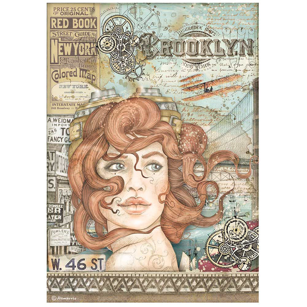 SIR VAGABOND AVIATOR LADY Rice Paper by Stamperia (A4) - Rustic Farmhouse Charm