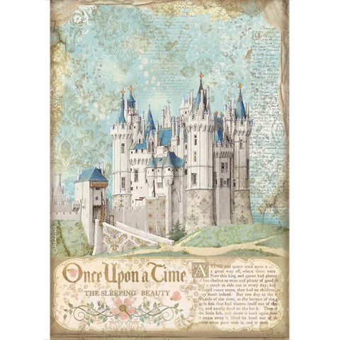 SLEEPING BEAUTY CASTLE Rice Paper by Stamperia (A4) - Rustic Farmhouse Charm