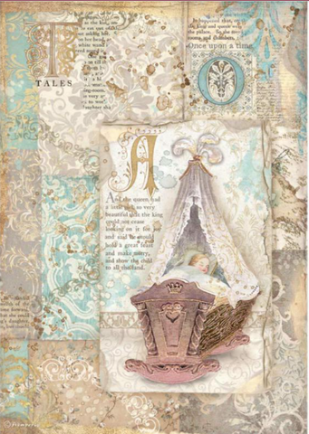 SLEEPING BEAUTY CRADLE Rice Paper by Stamperia (A4) - Rustic Farmhouse Charm
