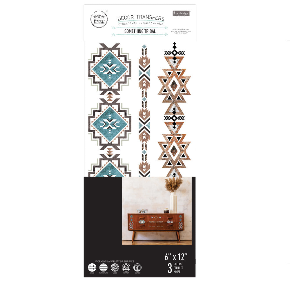 NEW! SOMETHING TRIBAL Redesign Transfer (3 sheets, each 15.24cm x 30.48cm) - Rustic Farmhouse Charm