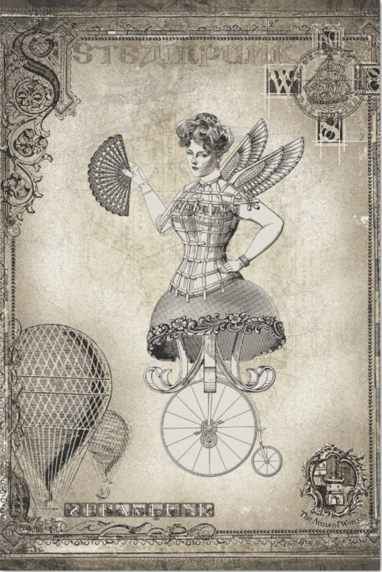 Decoupage Tissue Paper - Vintage Steampunk Lady (50.8cm x 76.2cm) - Rustic Farmhouse Charm