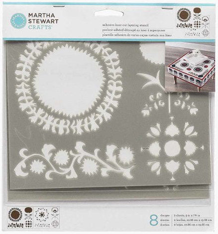MODERN SUZANI Martha Stewart Adhesive Laser-Cut Layering Stencil Set (22.86cm x 19.68cm) - Rustic Farmhouse Charm