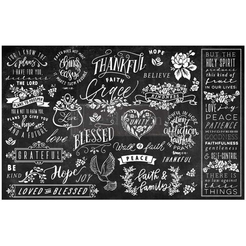 THANKFUL & BLESSED II Redesign Decoupage Paper (76.2cm x 48.26cm) - Rustic Farmhouse Charm