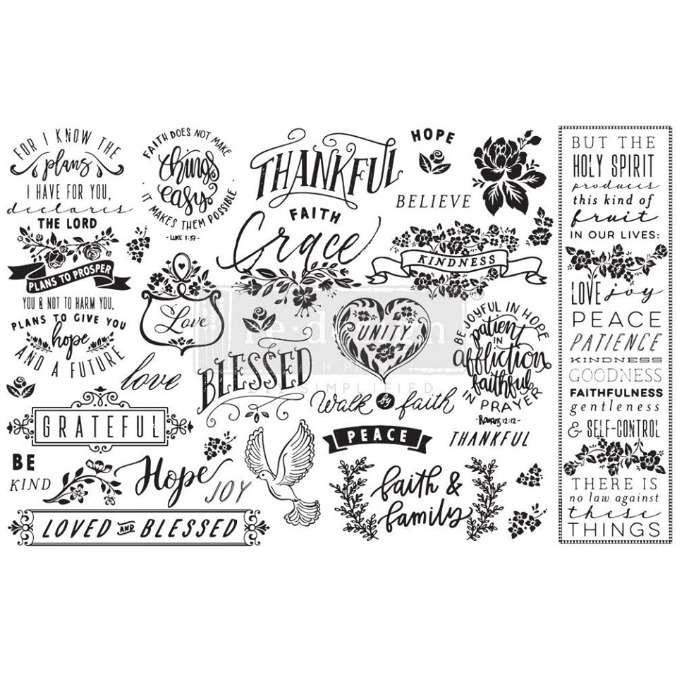 THANKFUL & BLESSED Redesign Decoupage Paper (76.2cm x 48.26cm) - Rustic Farmhouse Charm