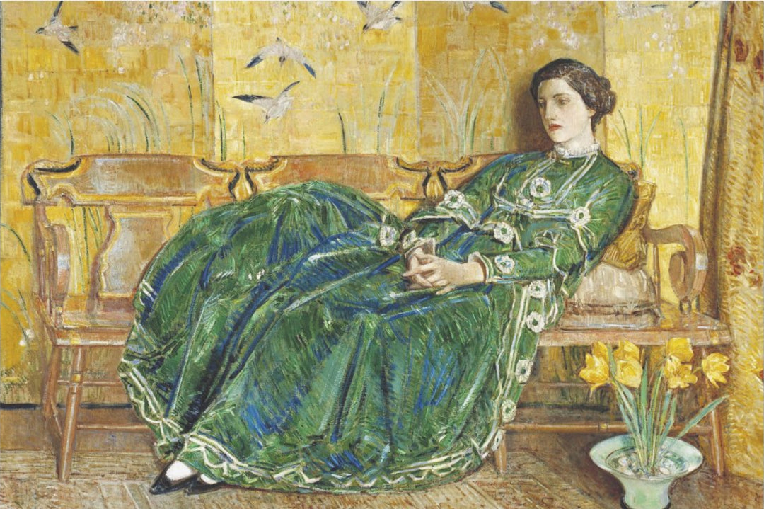 Decoupage Tissue Paper - The Green Dress' Lady Painting by Childe Hassam (50.8cm x 76.2cm) - Rustic Farmhouse Charm