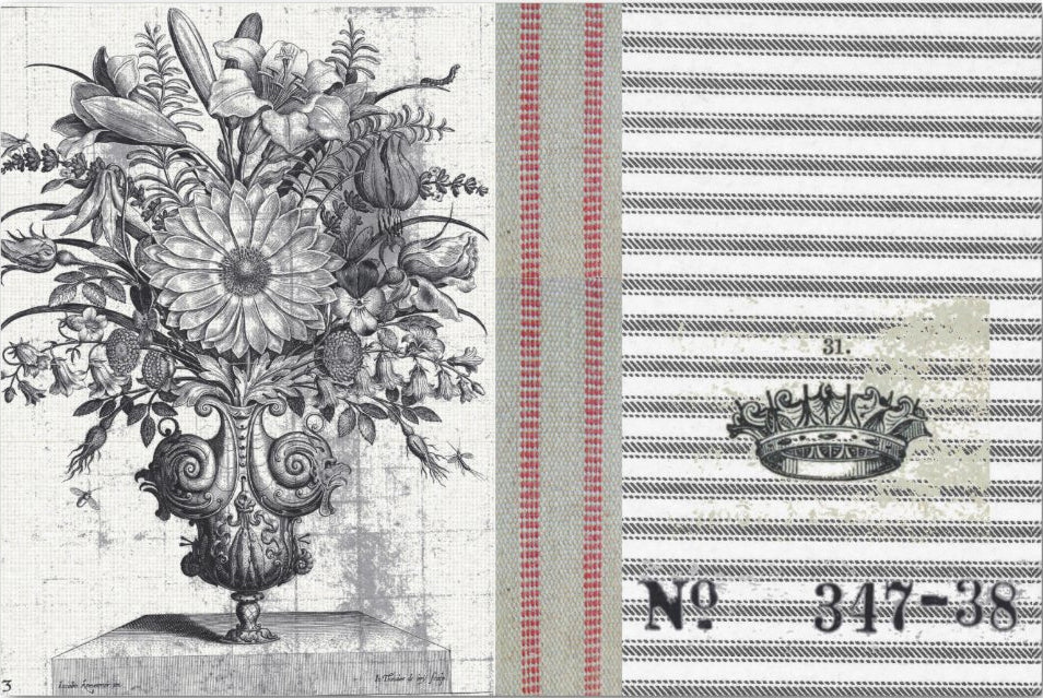 Decoupage Tissue Paper - Bouquet Crown Burlap (25.4cm x 38.1cm) - Rustic Farmhouse Charm