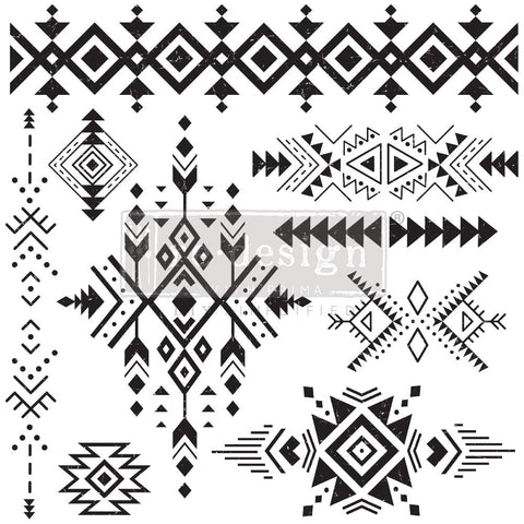 NEW! TRIBAL PRINTS Redesign Décor Stamp 12"x12" - Rustic Farmhouse Charm