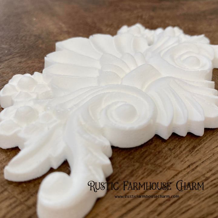 VICTORIAN DECOR Resin Applique (unpainted) 12cm x 8cm - Rustic Farmhouse Charm