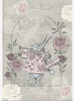 Decoupage Tissue Paper - Sweet White Rabbit, Alice in Wonderland (43.18cm x 58.42cm) - Rustic Farmhouse Charm