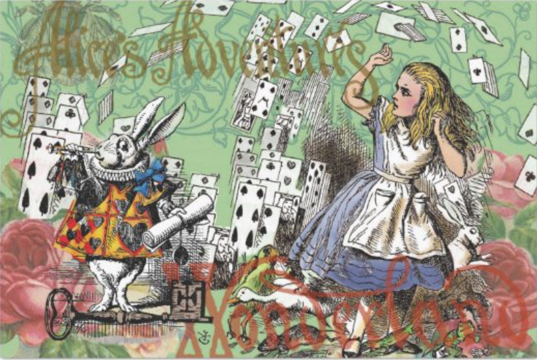 Decoupage Tissue Paper - Alice in Wonderland and White Rabbit Cards (50.8cm x 76.2cm) - Rustic Farmhouse Charm