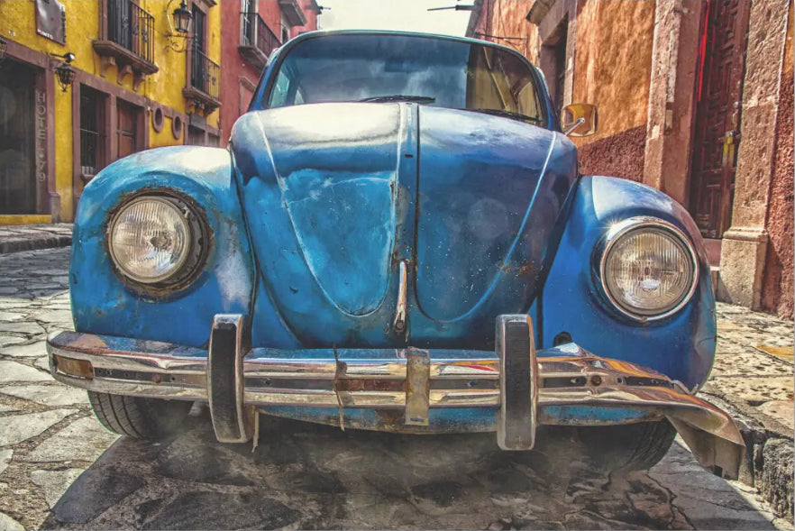 Decoupage Tissue Paper - Vintage Blue Beetle Car (50.8cm x 76.2cm) - Rustic Farmhouse Charm