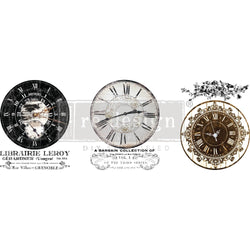 NEW! VINTAGE CLOCKS Redesign Transfer (3 sheets, each 21.59cm x 27.94cm) - Rustic Farmhouse Charm